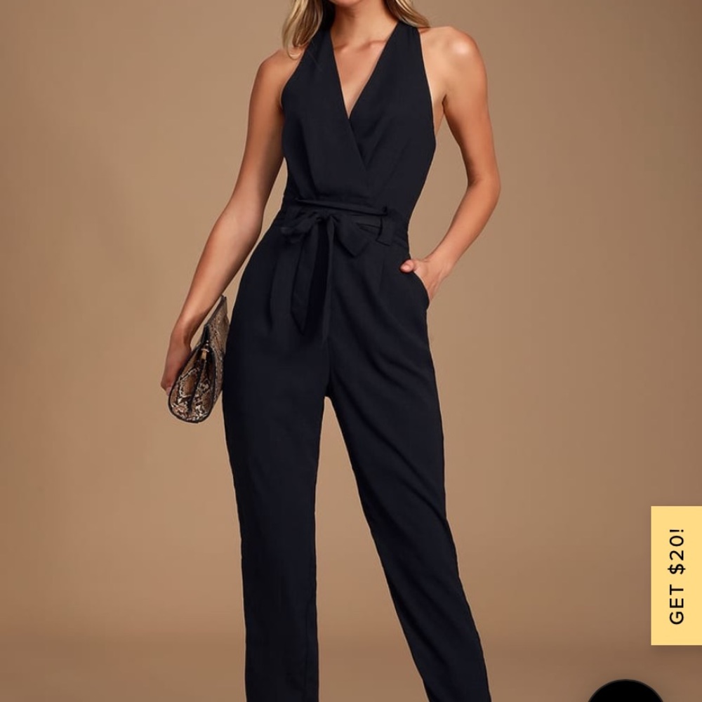 Women’s black surplus halter jumpsuit